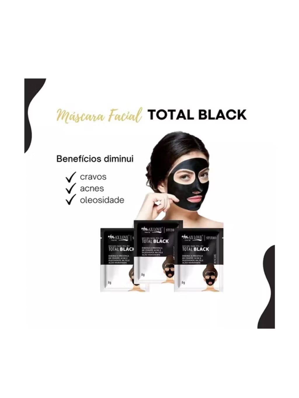 Máscara Preta Facial Removedora de Cravos - Max Love